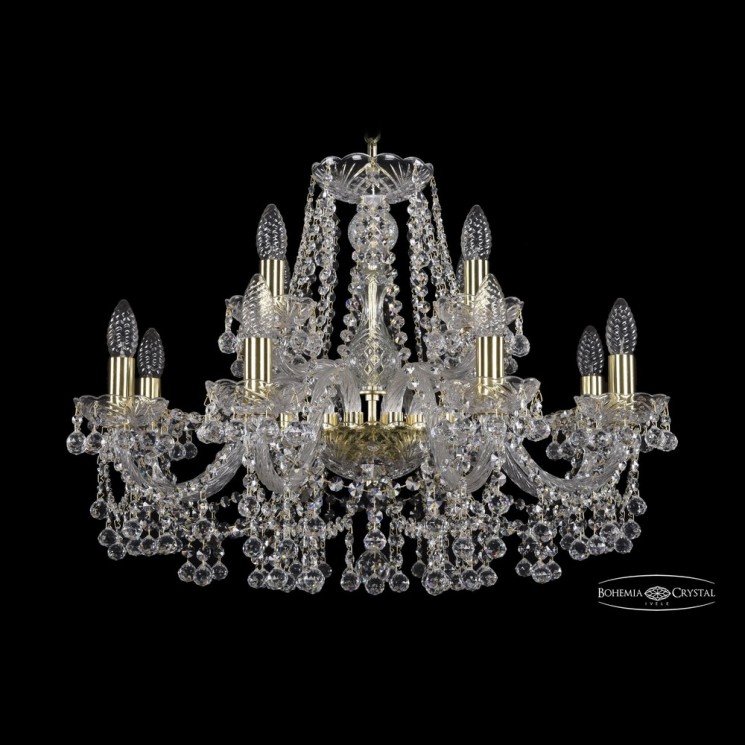 Люстра хрустальная 1409/8+4/240 G Bohemia Ivele Crystal (Стеклянный рожок)