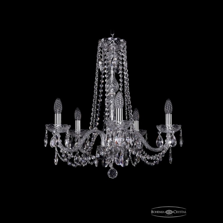 Люстра хрустальная 1402/5/195/h-58 Ni Bohemia Ivele Crystal (Стеклянный рожок)