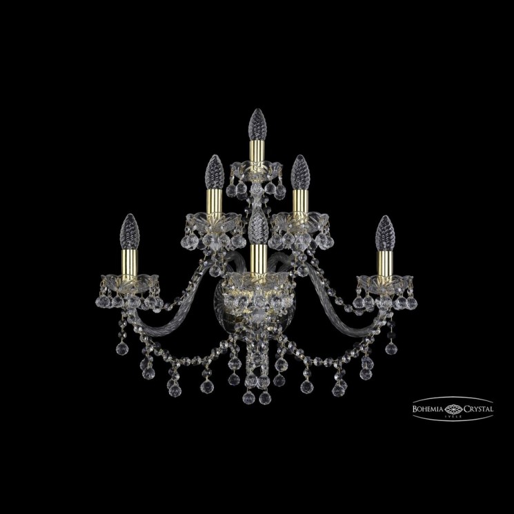 Бра хрустальные 1409B/3+2+1/240 G Bohemia Ivele Crystal (Стеклянный рожок)