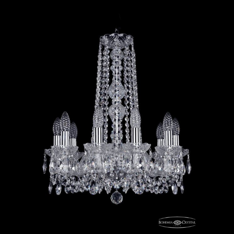 Люстра хрустальная 1402/10/160/h-59 Ni Bohemia Ivele Crystal (Стеклянный рожок)