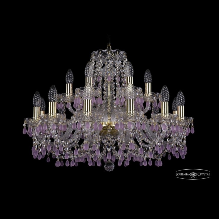 Люстра хрустальная 1410/12+6/240 G V7010 Bohemia Ivele Crystal (Стеклянный рожок)