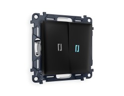 Ambrella Light Комплект механизма 2-клавишного проходного выключателя с подсветкой 10000K Ambrella Volt ALFA MA804040