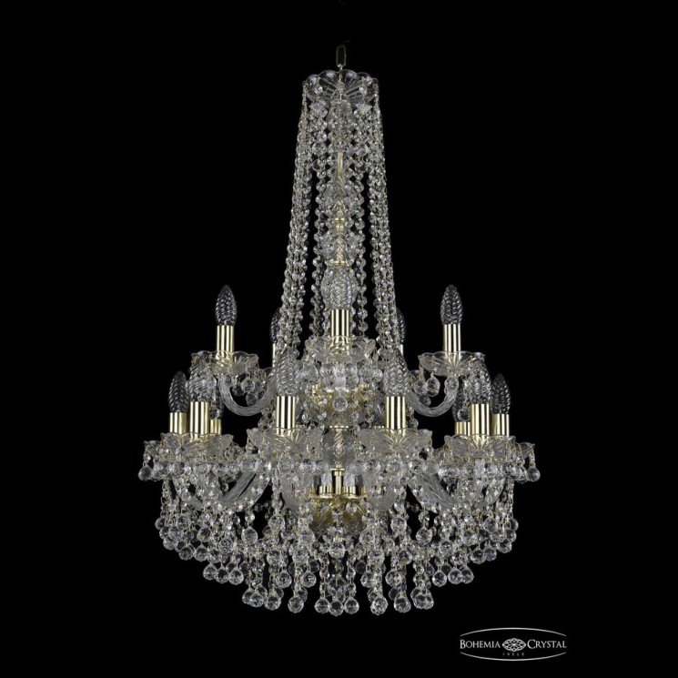 Люстра хрустальная 1409/10+5/195/h-83/2d G Bohemia Ivele Crystal (Стеклянный рожок)