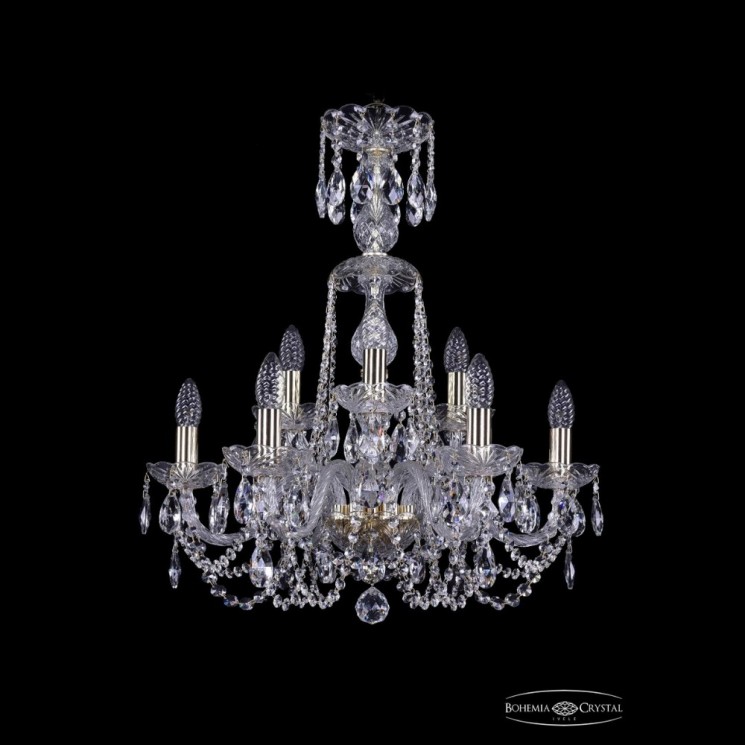 Люстра хрустальная 1402/6+3/195/XL-64 G Bohemia Ivele Crystal (Стеклянный рожок)