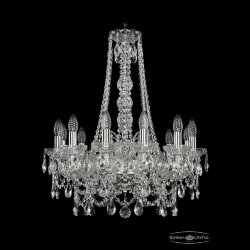 Люстра хрустальная 1411/12/195/h-70 Ni Bohemia Ivele Crystal (Стеклянный рожок)