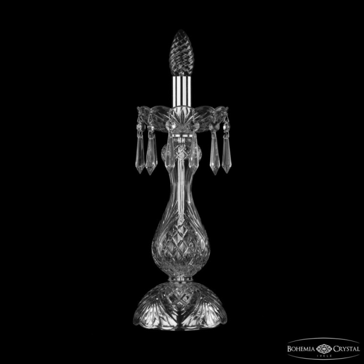 Настольная лампа хрустальная 1403L/1-35 Ni Bohemia Ivele Crystal (Стеклянный рожок)
