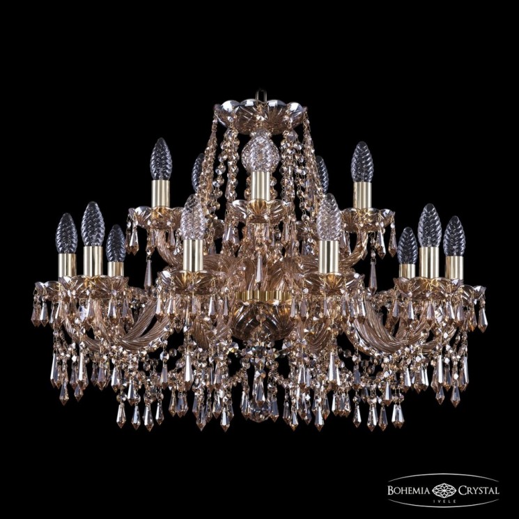 Люстра хрустальная 1403/10+5/240 G M721 Bohemia Ivele Crystal (Стеклянный рожок)