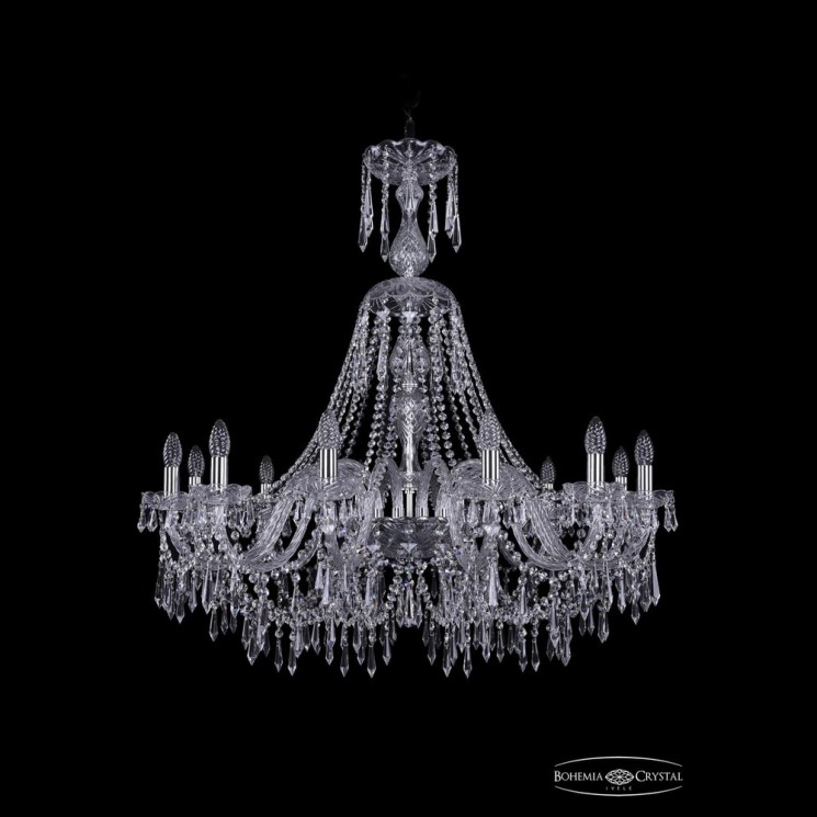 Люстра хрустальная 1403/12/360/XL-100 Ni Bohemia Ivele Crystal (Стеклянный рожок)