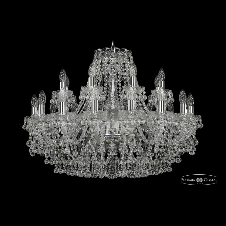 Люстра хрустальная 1409/16+8/300 Ni Bohemia Ivele Crystal (Стеклянный рожок)