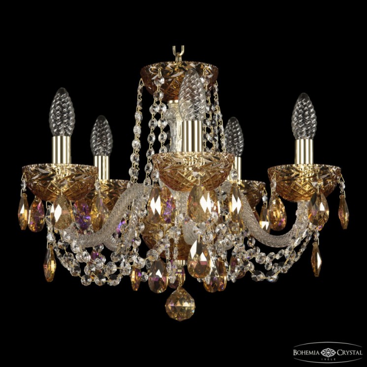Люстра с цветным хрусталём 5402/5/141 G Amber/M-1F K777 Bohemia Ivele Crystal (5402)