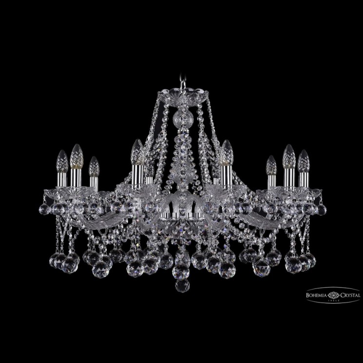 Люстра хрустальная 1413/10/300 Ni Balls Bohemia Ivele Crystal (Стеклянный рожок)