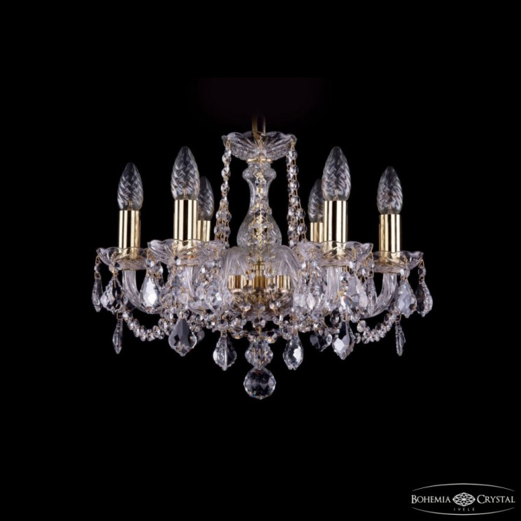 Люстра хрустальная 1402/6/141 G Leafs  Bohemia Ivele Crystal (Стеклянный рожок)
