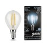 105801207 Лампа Gauss LED Filament Globe E14 7W 4100К 1/10/50, шт