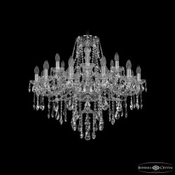 Люстра хрустальная 1415/12+6/300 Ni  Bohemia Ivele Crystal (Стеклянный рожок)