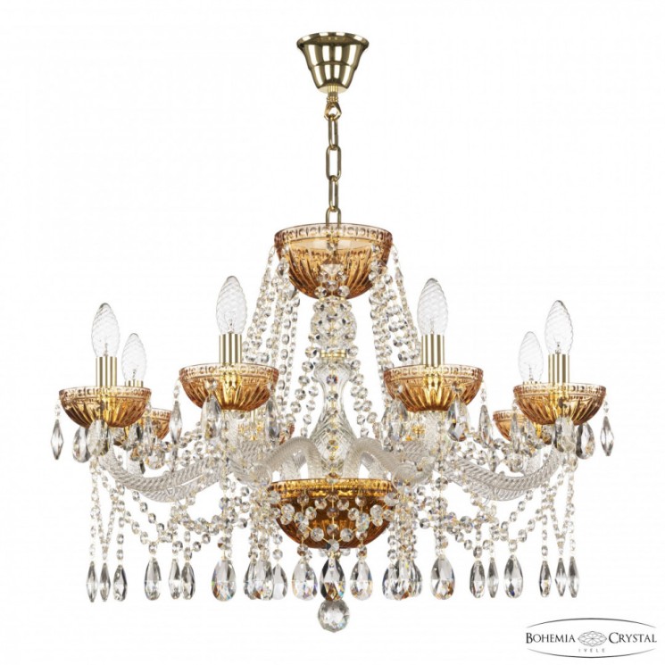 Люстра с цветным хрусталём 5413/8/240 G Amber/M-1G Bohemia Ivele Crystal (5413)
