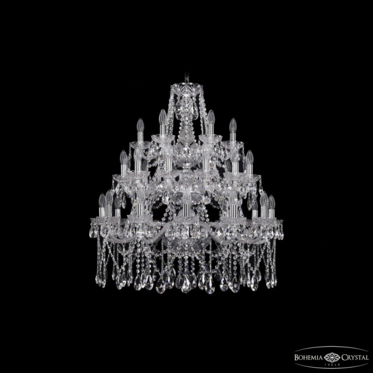 Люстра хрустальная 1413/12+12+6/300/3d Ni Bohemia Ivele Crystal (Стеклянный рожок)