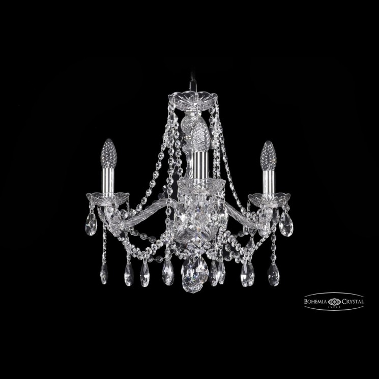 Люстра хрустальная 1413/3/165 Ni Bohemia Ivele Crystal (Стеклянный рожок)