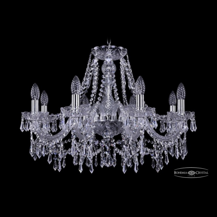 Люстра хрустальная 1403/8/240 Ni Bohemia Ivele Crystal (Стеклянный рожок)