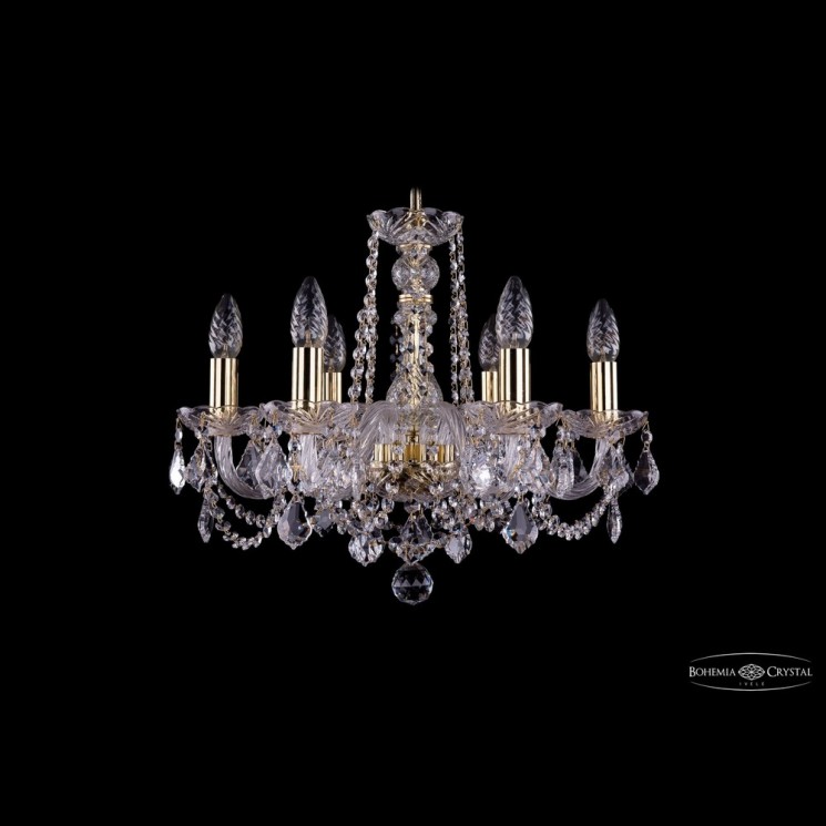 Люстра хрустальная 1402/6/160 G Leafs Bohemia Ivele Crystal (Стеклянный рожок)