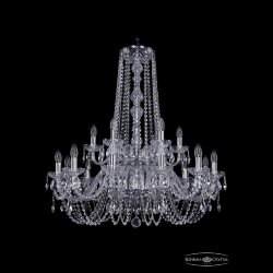 Люстра хрустальная 1402/12+6/300/h-91/2d Ni Bohemia Ivele Crystal (Стеклянный рожок)