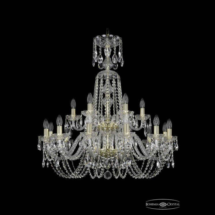 Люстра хрустальная 1402/12+6/300/XL-91/2d G Bohemia Ivele Crystal (Стеклянный рожок)