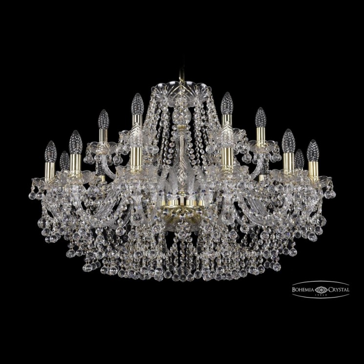 Люстра хрустальная 1409/12+6/300 G Bohemia Ivele Crystal (Стеклянный рожок)