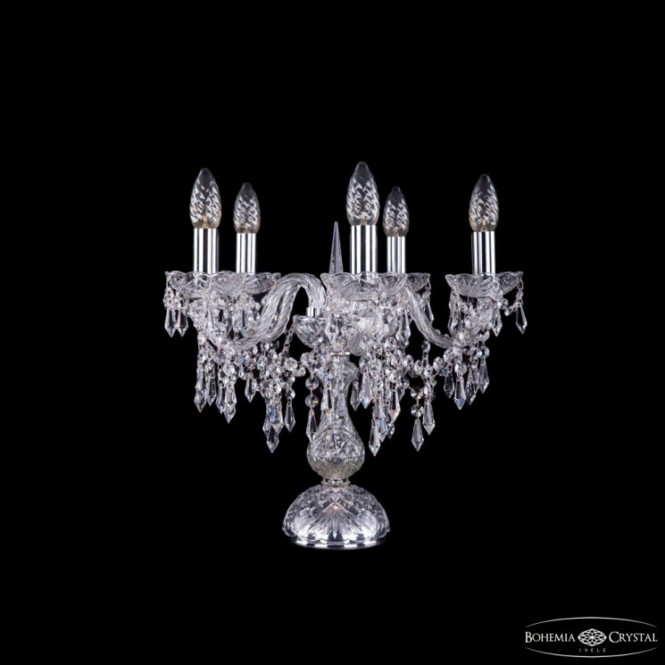 Настольная лампа хрустальная 1403L/5/141-39 Ni  Bohemia Ivele Crystal (Стеклянный рожок)