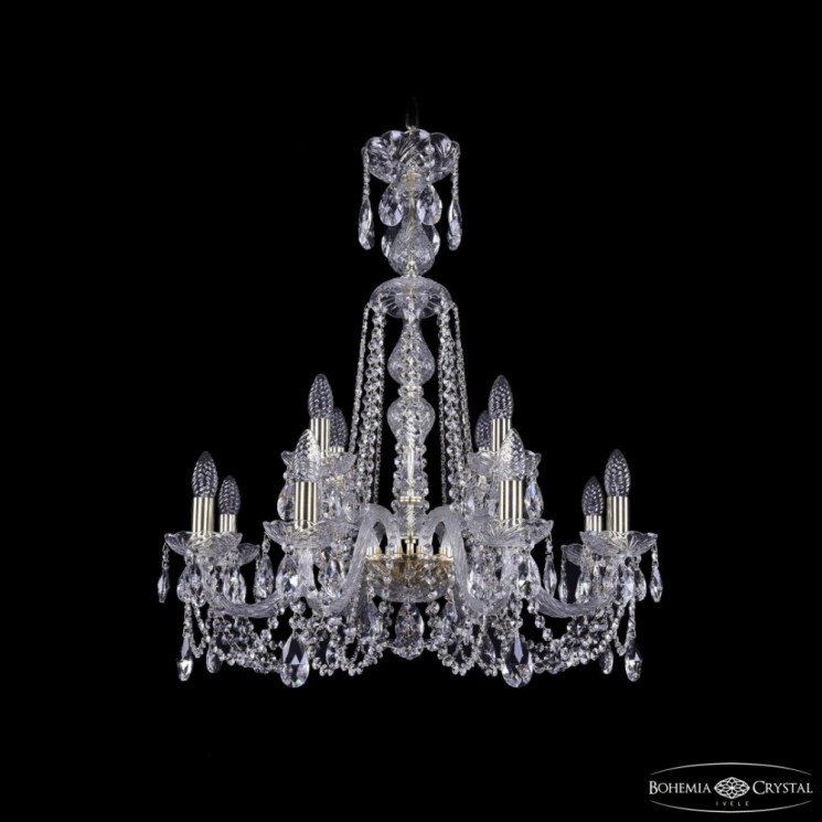 Люстра хрустальная 1402/8+4/240/XL-77 G Bohemia Ivele Crystal (Стеклянный рожок)