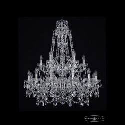 Люстра хрустальная 1411/12+6/300/XL-99/2d Ni Bohemia Ivele Crystal (Стеклянный рожок)