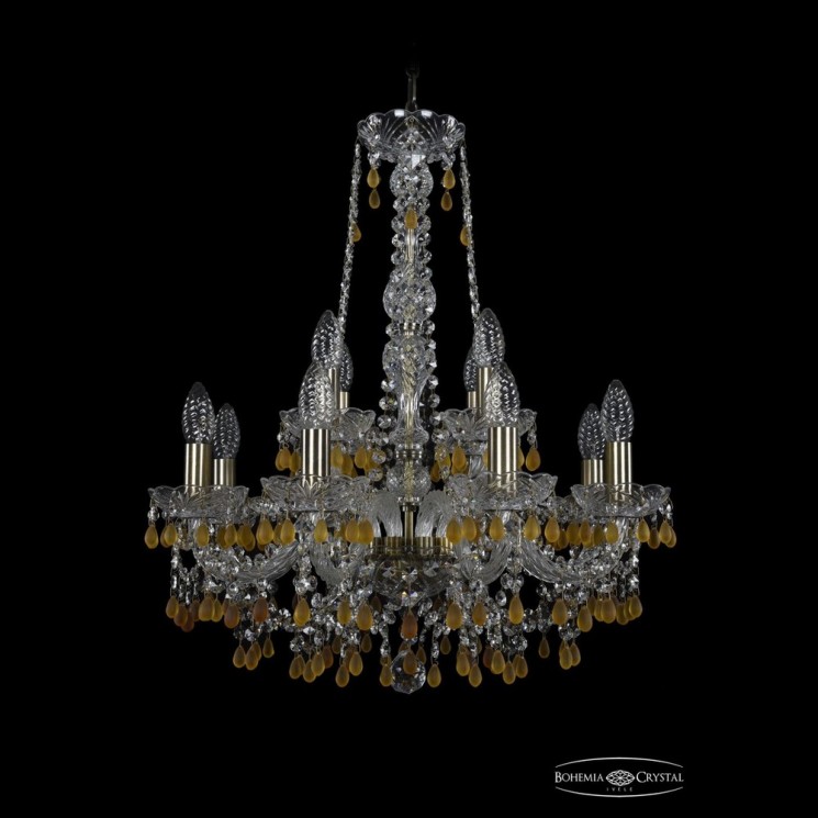 Люстра хрустальная 1410/8+4/195/h-63 Pa V1003 Bohemia Ivele Crystal (Стеклянный рожок)