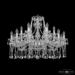 Люстра хрустальная 1413/12+6/300 Ni  Bohemia Ivele Crystal (Стеклянный рожок)