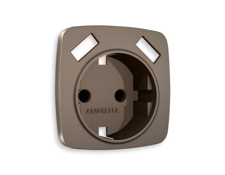 Ambrella Light Лицевая панель для электрической розетки с заземлением со шторками 2USB A+A QUANT Ambrella Volt OMEGA OP6390