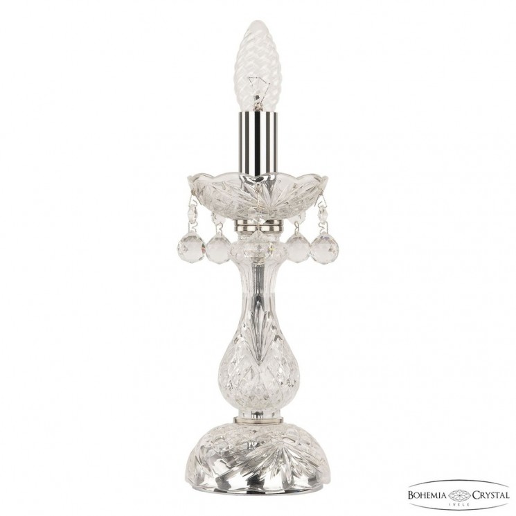 Настольная лампа хрустальная 108L/1-27 Ni Bohemia Ivele Crystal (Стеклянный рожок)