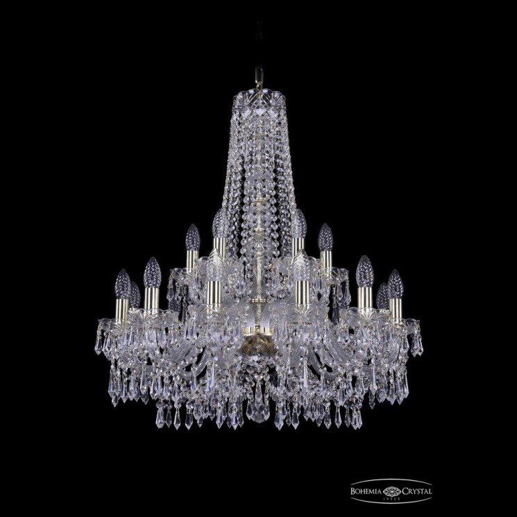 Люстра хрустальная 1403/12+6/240/h-76 G Bohemia Ivele Crystal (Стеклянный рожок)