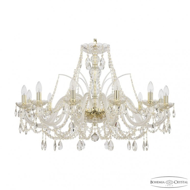 Люстра хрустальная 105/12/360 G Bohemia Ivele Crystal (Стеклянный рожок)