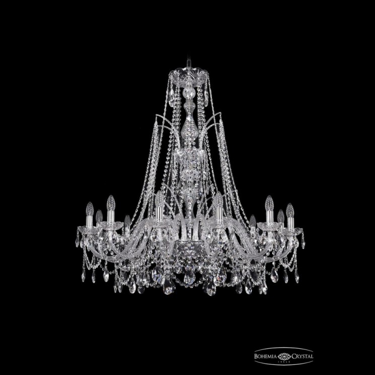 Люстра хрустальная 1411/12/360/XL-96 Ni Bohemia Ivele Crystal (Стеклянный рожок)