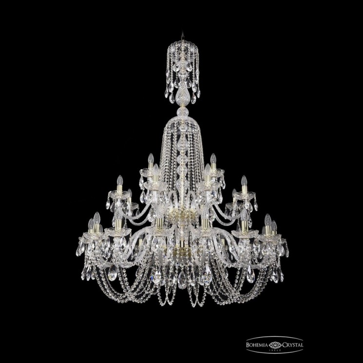 Люстра хрустальная 1402/16+8+4/400/XL-160/2d G Bohemia Ivele Crystal (Стеклянный рожок)