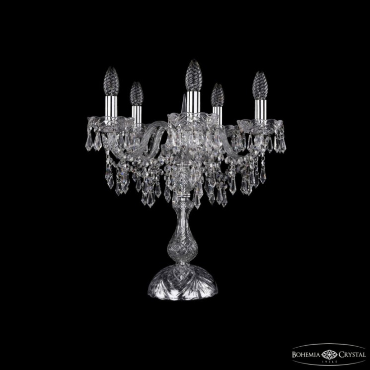 Настольная лампа хрустальная 1403L/5/141-47 Ni  Bohemia Ivele Crystal (Стеклянный рожок)