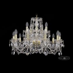 Люстра хрустальная 1402/10+5/240 G Bohemia Ivele Crystal (Стеклянный рожок)