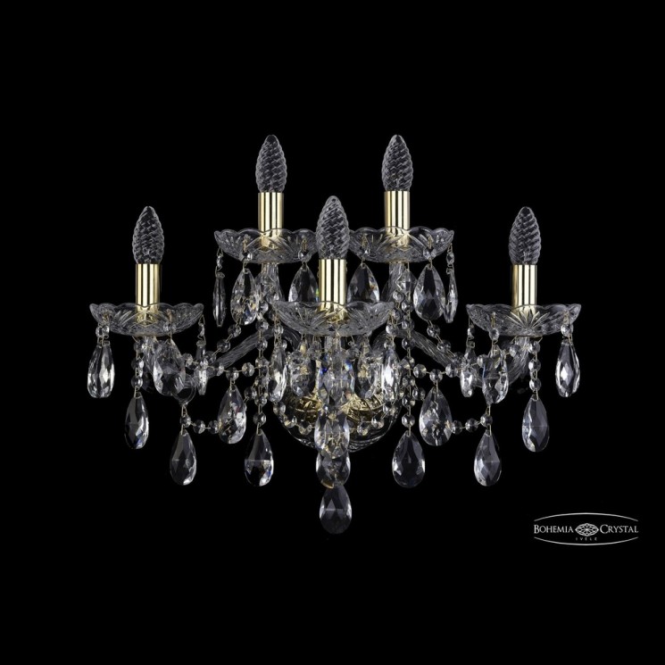 Бра хрустальные 1415B/3+2/200/XL G Bohemia Ivele Crystal (Стеклянный рожок)