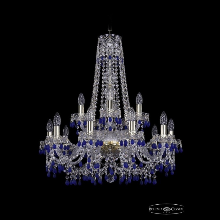 Люстра хрустальная 1410/10+5/240/h-75 G V3001 Bohemia Ivele Crystal (Стеклянный рожок)