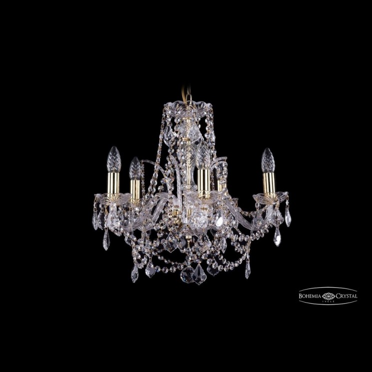 Люстра хрустальная 1411/5/160 G Leafs Bohemia Ivele Crystal (Стеклянный рожок)
