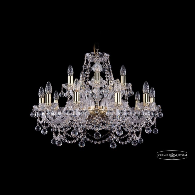 Люстра хрустальная 1411/10+5/240 G Balls Bohemia Ivele Crystal (Стеклянный рожок)