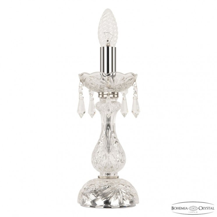 Настольная лампа хрустальная 104L/1-27 Ni Bohemia Ivele Crystal (Стеклянный рожок)