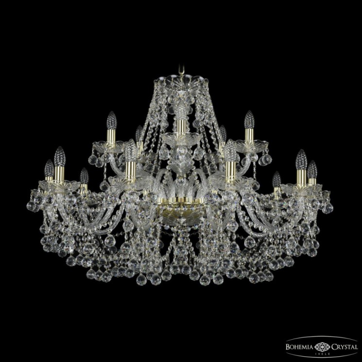 Люстра хрустальная 1409/10+5/360 G Bohemia Ivele Crystal (Стеклянный рожок)