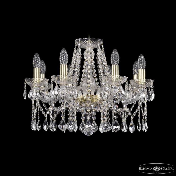 Люстра хрустальная 1413/8/200 G Leafs Bohemia Ivele Crystal (Стеклянный рожок)