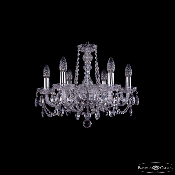 Люстра хрустальная 1402/6/160 Ni  Bohemia Ivele Crystal (Стеклянный рожок)