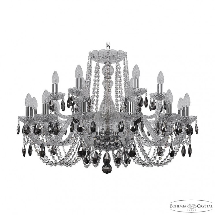 Люстра хрустальная 1402/12+6/300 Ni K731 Bohemia Ivele Crystal (Стеклянный рожок)