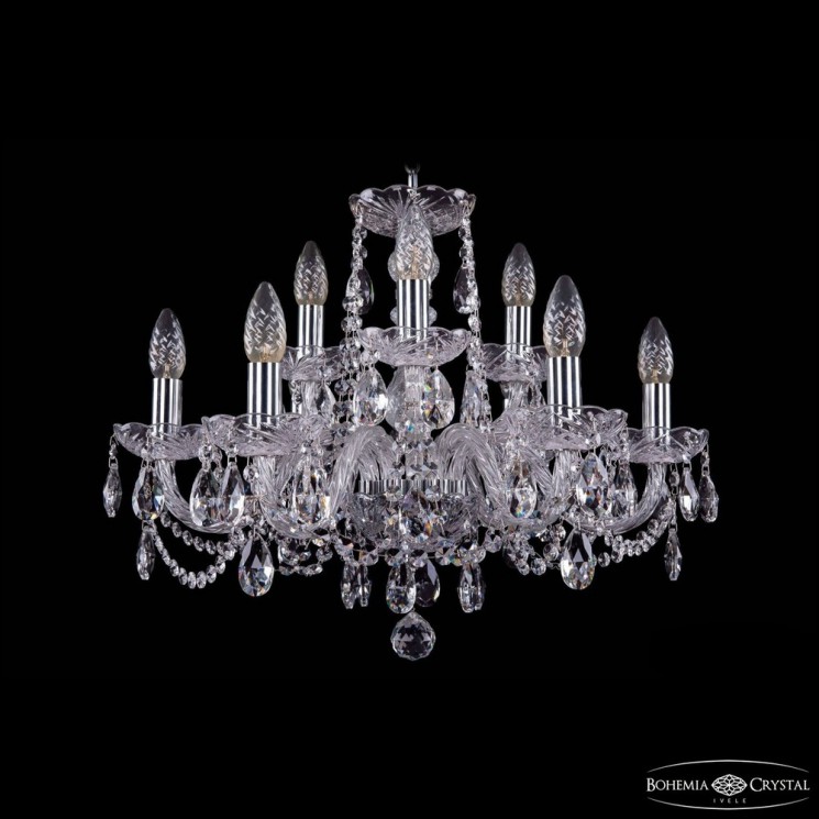 Люстра хрустальная 1402/6+3/195 Ni Bohemia Ivele Crystal (Стеклянный рожок)