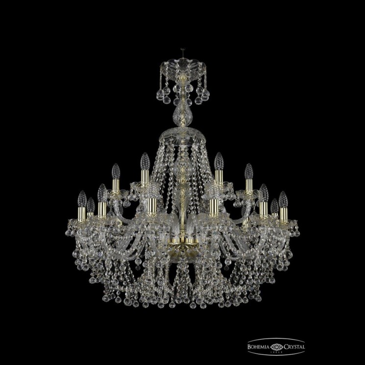 Люстра хрустальная 1409/12+6/300/XL-95 G Bohemia Ivele Crystal (Стеклянный рожок)